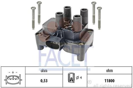 Катушка зажигания Ford Focus, Fiesta, Mondeo, Transit Connect (95-13) 1.3i-2.0i 16V FACET '96432