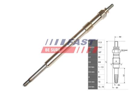 Свічка розжарювання Fiat Ducato 2.2 (06-) FAST FT82736