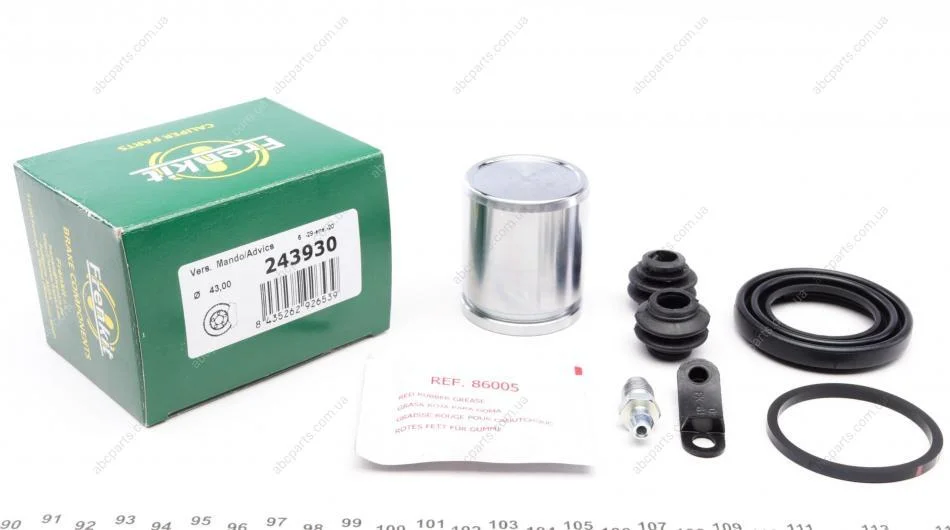 Ремкомплект супорту заднього Hyundai Santa Fe II/Kia Sorento II (d=43mm)(Mando)(+поршень) Frenkit FRENKIT 243930 (фото 1)