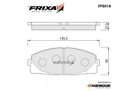 Колодки гальмівні передні Toyota HIACE (03-07) (SP1376) FRIXA Hankook FPE018