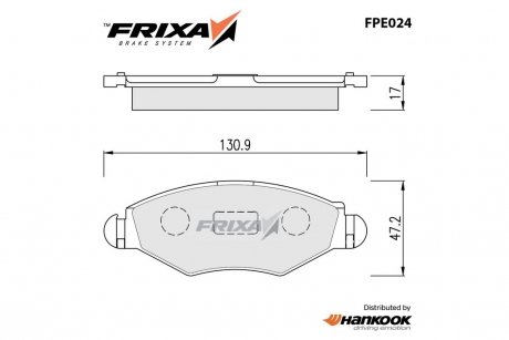 Колодки гальмівні передні Peugeot 206 1.4 (SP1179) Hankook FPE024