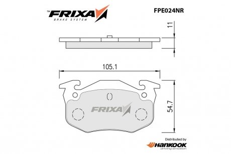 Колодки тормозные задние Peugeot 206 1.6 (SP1242, SP1812) FRIXA Hankook FPE024NR