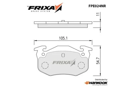 Колодки гальмівні задні Peugeot 206 1.6 (SP1242, SP1812) FRIXA Hankook FPE024NR