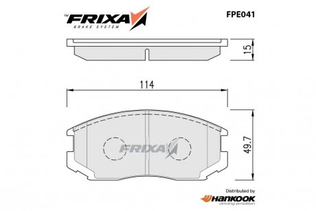 Колодки тормозные передние Mitsubishi Colt (86-00), Galant (84-96), Lancer (95-03) (SP1142) FRIXA Hankook FPE041