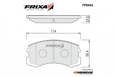 Колодки гальмівні передні Mitsubishi Lancer (SP1255) FRIXA Hankook FPE042