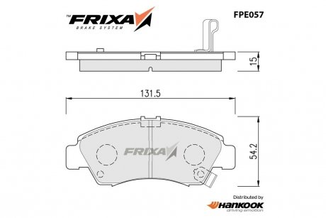 Колодки гальмівні передні Honda CIVIC (SP2032) FRIXA Hankook FPE057