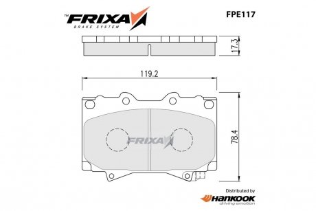 Колодки тормозные передние Toyota Land Cruiser (J70), (J100)/ Mitsubishi Pajero (06-) (SP1379) FRIXA Hankook FPE117