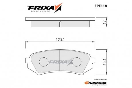 Колодки тормозные задние Toyota Land Cruiser (J100) (SP1380) FRIXA Hankook FPE118