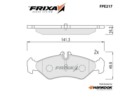Колодки гальмівні задні Mercedes SPRINTER 2-t(901,902)/ VW LT (97-03) (SP4094) FRIXA Hankook FPE217