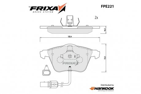 Колодки тормозные передние Audi A4 (97-09), A6 (04-11), A8 (02-10) (SP2112-F) FRIXA Hankook FPE221