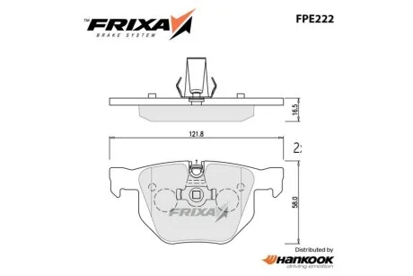 Колодки гальмівні задні BMW 5 SERIES (E61) (SP2157) FRIXA Hankook FPE222