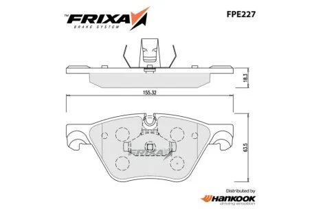 Колодки гальмівні передні BMW 5 SERIES (F11) (SP1699) FRIXA Hankook FPE227