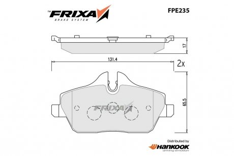 Колодки тормозные передние BMW 1 SERIES (E88) (SP2245) FRIXA Hankook FPE235