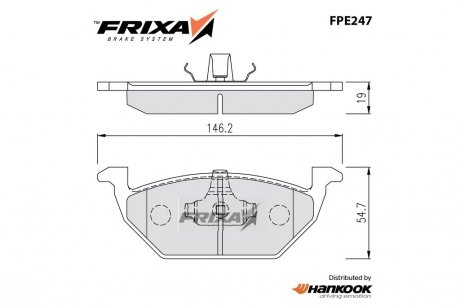 Колодки тормозные передние Seat Cordoba, Ibiza (02-) (SP1701) FRIXA Hankook FPE247