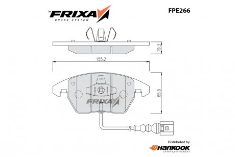 Колодки тормозные передние VW Tiguan (SP2098) FRIXA Hankook FPE266