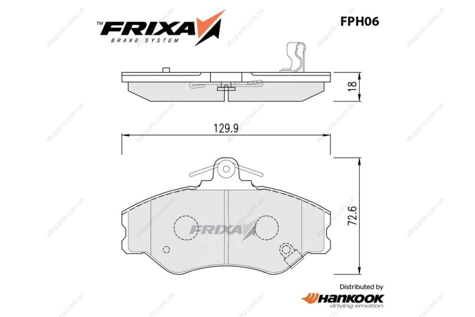 Колодки гальмівні передні Hyundai H100 (SP1072) FRIXA Hankook FPH06 (фото 1)