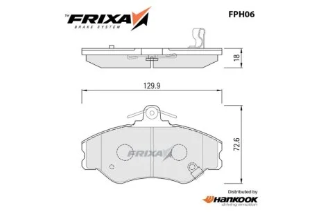 Колодки гальмівні передні Hyundai H100 (SP1072) FRIXA Hankook FPH06