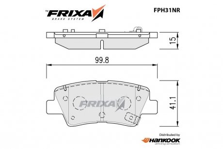 Колодки тормозные задние Hyundai Sonata (14-), I30 (12-) / KIA K3 (18-), Sportage (QL) (15-) (SP1851) FRIXA Hankook FPH31NR