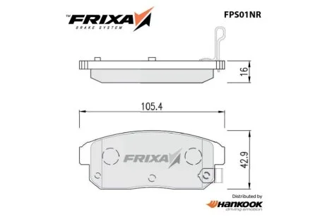 Колодки тормозные задние Nissan Maxima (99-) (SP1163) FRIXA Hankook FPS01NR