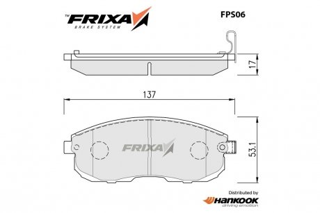 Колодки тормозные передние Nissan Juke (10-), Tiida (07-) / Renault Latitude (10-) (SP1107-FA) FRIXA Hankook FPS06