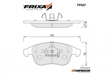 Колодки гальмівні передні Renault Scenic 3 (08-) (SP1516) FRIXA Hankook FPS07