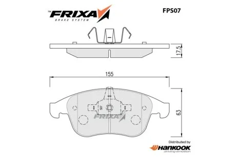 Колодки гальмівні передні Renault Scenic 3 (08-) (SP1516) FRIXA Hankook FPS07