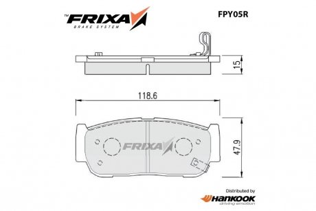 Колодки тормозные задние SSANGYONG Kyron, Actyon (05-) (SP1173) FRIXA Hankook FPY05R