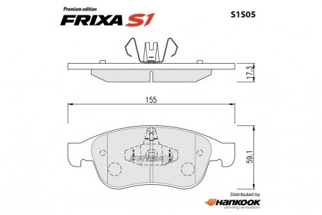 Колодки тормозные передние Renault Duster (10-), Megane 3, Scenic 3 (09-) (металлокерамические) (SP1390) FRIXA Hankook S1S05