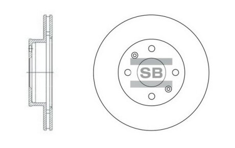 Диск гальмівний (кратно 2) передній (вентильований) Kia Morning (12-) (D=241.0mm) HI-Q Hi-Q (SANGSIN) 'SD2010