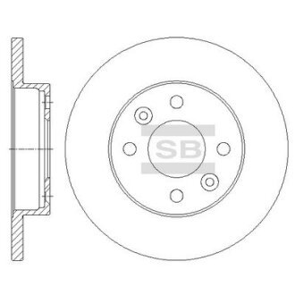 Диск гальмівний (кратно 2) передній Dacia Logan (04-) (D=237.7mm) HI-Q Hi-Q (SANGSIN) 'SD3050