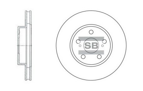 Диск гальмівний (кратно 2) передній (вентильований)Toyota Prius (-09) (D=255.0mm) HI-Q Hi-Q (SANGSIN) 'SD4013