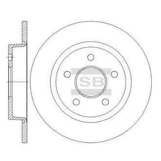 Диск гальмівний (кратно 2) задній Ford Focus C-MAX (03-) (D=264.8mm) HI-Q Hi-Q (SANGSIN) 'SD5307
