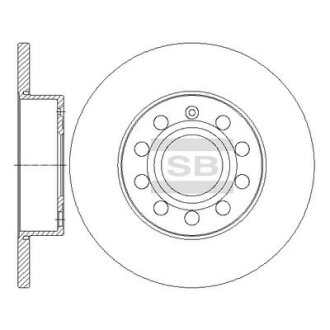 Диск гальмівний (кратно 2) задній Audi A3 (06-) (D=259.8mm) HI-Q Hi-Q (SANGSIN) 'SD5407