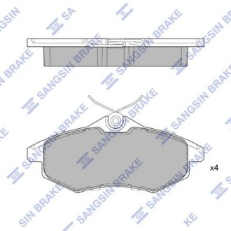 Колодки гальмівні передні (p/spring 4шт) Citroen C2 (JM) (03-), C3 I (FC) (02-) HI-Q Hi-Q (SANGSIN) 'SP1747