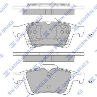 Колодки гальмівні задні Ford Focus C-MAX (03-), Transit Connect (04-), Opel Vectra C (02-) HI-Q Hi-Q (SANGSIN) 'SP1834