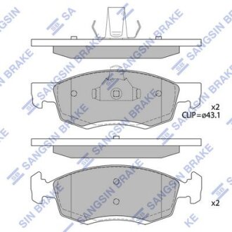 Колодки гальмівні передні Renault Logan (04-) HI-Q Hi-Q (SANGSIN) 'SP4099