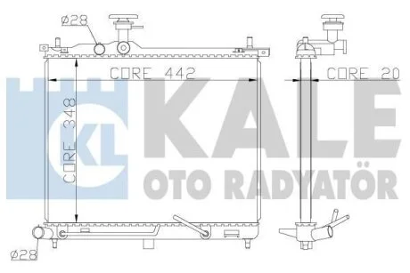 Радіатор охолодження двигуна (паяний) Hyundai i10 (07-) 1.1i KALE OTO RADYATOR Kale '341970
