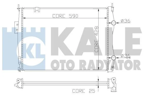 Радіатор охолодження двигуна (паяний) Nissan Qashqai (06-) 2.0i MCVT KALE OTO RADYATOR Kale '342055 (фото 1)