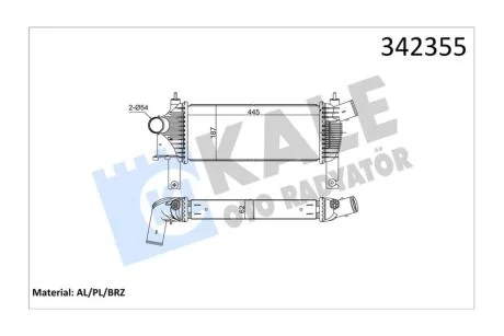 Интеркулер Nissan Navara (07-), Pathfinder (05-) 2.5 dCi KALE OTO RADYATOR Kale '342355