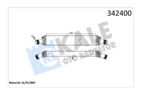 Интеркулер AudI A4, A5, A6, A7, A8, Q5 (07-) 1.8 TFSi, 2.0, 2.7, 3.0 Tdi KALE OTO RADYATOR Kale '342400