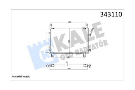Радиатор кондиционера Toyota Yaris (05-) KALE OTO RADYATOR Kale 343110