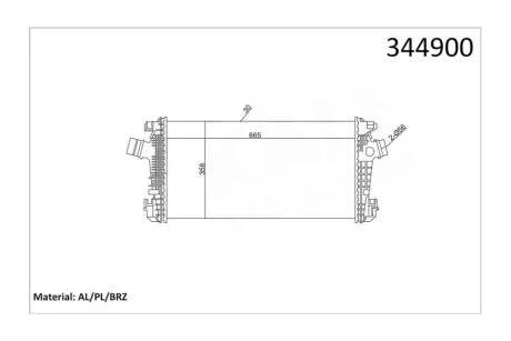 Інтеркулер Opel Astra J (09-)/Chevrolet Cruze (12-) 1.6, 1.7, 2.0 CDTi KALE OTO RADYATOR Kale 344900