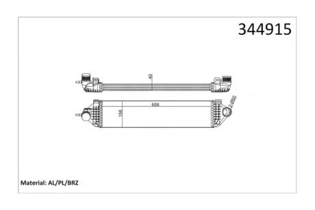 Інтеркулер Ford Focus III, Kuga II, Transit Connect (13-) 1.6 EcoBoost KALE OTO RADYATOR Kale 344915
