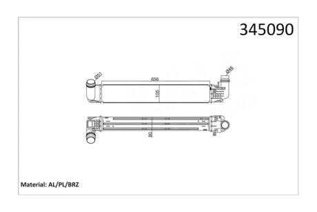 Інтеркулер (656x105x80) Renault Duster (10-) 1.5 dCi OTO RADYATOR Kale 345090