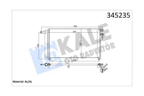 Радиатор кондиционера KIA Rio II (05-) 1.4i, 1.6i KALE OTO RADYATOR Kale 345235
