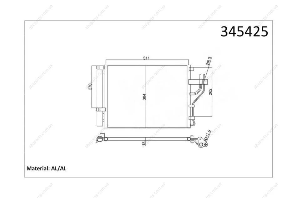 Радіатор кондиціонера Hyundai IX35/KIA Carens IV, Sportage (10-) 1.7 CRDi, 2.0 CRDi KALE OTO RADYATOR Kale 345425 (фото 1)