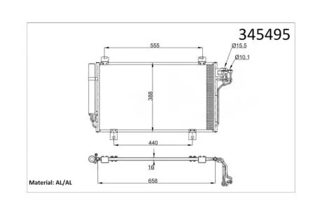 Радіатор кондиціонера Mazda 3 (14-), 6 (13-) 1.5i, 1.6i, 2.0i, 2.5i KALE OTO RADYATOR Kale 345495