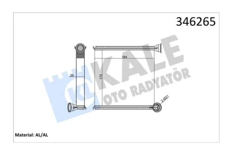 Радиатор отопителя Audi A3 (12-), Q3 (19-)/Seat Leon (13-)/Skoda Octavia (13-)/VW Caddy (21-), Golf (13-) (ver. Valeo) KALE OTO RADYATOR Kale 346265