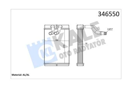 Радіатор отопителя Hyundai H-1 (98-) KALE OTO RADYATOR Kale 346550