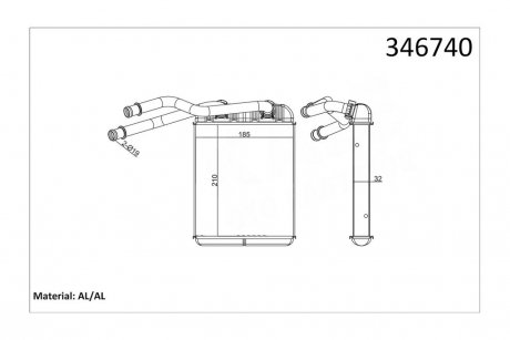 Радиатор отопителя Audi Q7, Volkswagen Amarok, Touareg, Porsche Cayenne OTO RADYATOR Kale 346740